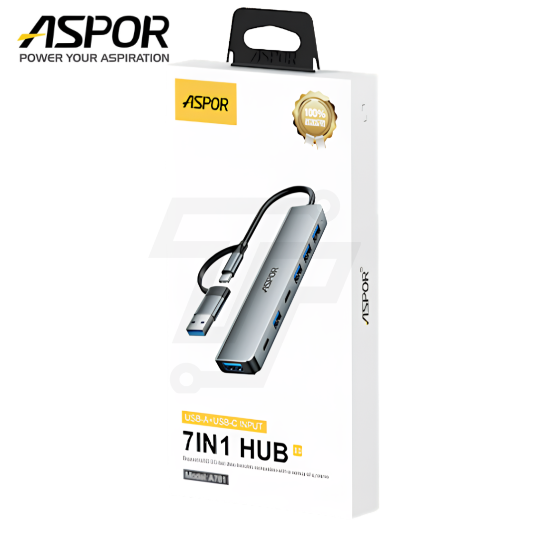 ASPOR A781 7-in 1 USB hub Multi-Function Portable  USB type C  USB type A